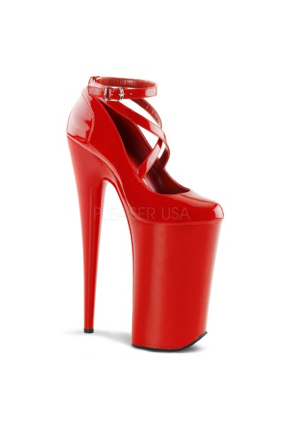 Red Beyond 10 Inch Cross Strap Platform Pump