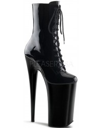 Beyond 10 Inch Heel Black Patent Lace Up Ankle Boots