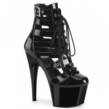 Adore Black Cage Strap Boot - Platform Gladiator Boots