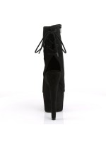 Black Suede Peep Toe and Heel Platform Ankle Boots