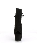 Black Suede Peep Toe and Heel Platform Ankle Boots