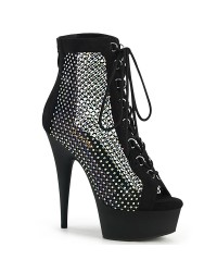 Delight Rhinestone Net Black Platform Ankle Boots