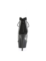 Delight Rhinestone Net Black Platform Ankle Boots