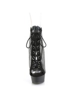 Delight Rhinestone Net Black Platform Ankle Boots