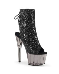 Black Glitter Smoke Platform Ankle Boots