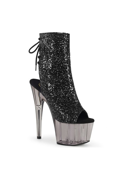 Black Glitter Smoke Platform Ankle Boots