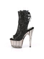 Black Glitter Smoke Platform Ankle Boots