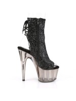 Black Glitter Smoke Platform Ankle Boots