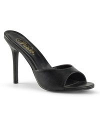 Classique Black Faux Leather 4 Inch Mule