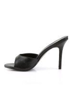 Classique Black Faux Leather 4 Inch Mule