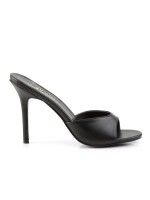 Classique Black Faux Leather 4 Inch Mule