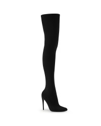 Courtly Black Nylon Thigh High Boot