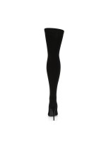 Courtly Black Nylon Thigh High Boot