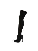 Courtly Black Nylon Thigh High Boot