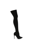 Courtly Black Nylon Thigh High Boot