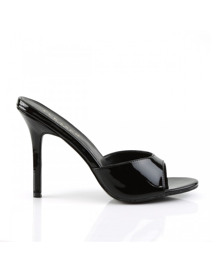 Classique Black Patent 4 Inch High Heel Mule | Large Size Womens Shoes