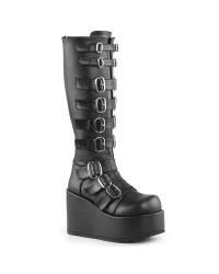 Buckled Concord Wedge Platform Black Boots