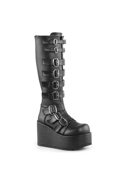 Buckled Concord Wedge Platform Black Boots