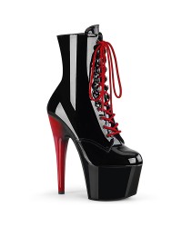 Adore Black Platform Boots with Red Heel