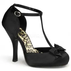 Black Satin T-Strap Cutie Pie Pump