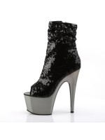 Black Sequin Adore Platform Ankle Boots