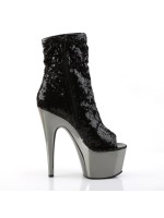 Black Sequin Adore Platform Ankle Boots