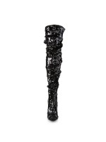 Courtly Black Sequin Thigh High Slouch Boot