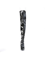 Classique Black Faux Leather Thigh High Boot