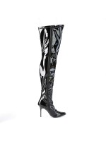 Classique Black Faux Leather Thigh High Boot