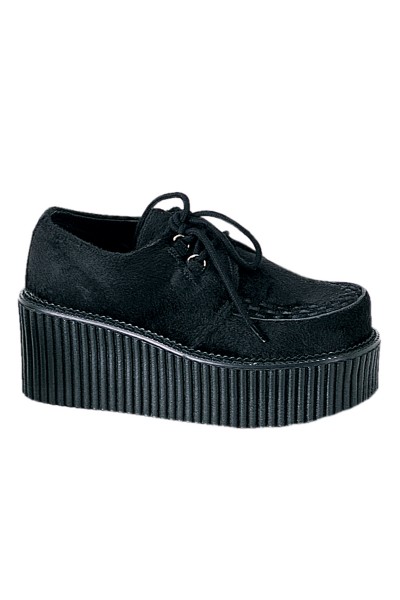 Black Suede Woven Womens Creeper