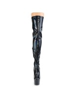 Adore Black Hologram Thigh High Faux Patent Leather Boots