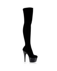 Adore Black Velvet Thigh High Platform Boots