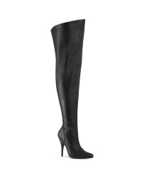 Seduce Black Faux Leather Wide Calf Thigh High Boots