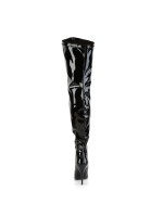 Seduce Black Patent Wide Calf Thigh High Boots