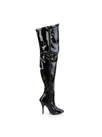 Seduce Black Patent Wide Calf Thigh High Boots