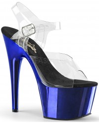 Blue Chrome Platform Clear Strap Platform Sandal