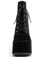Black Velvet Camel Chunky Heel Platform Boots