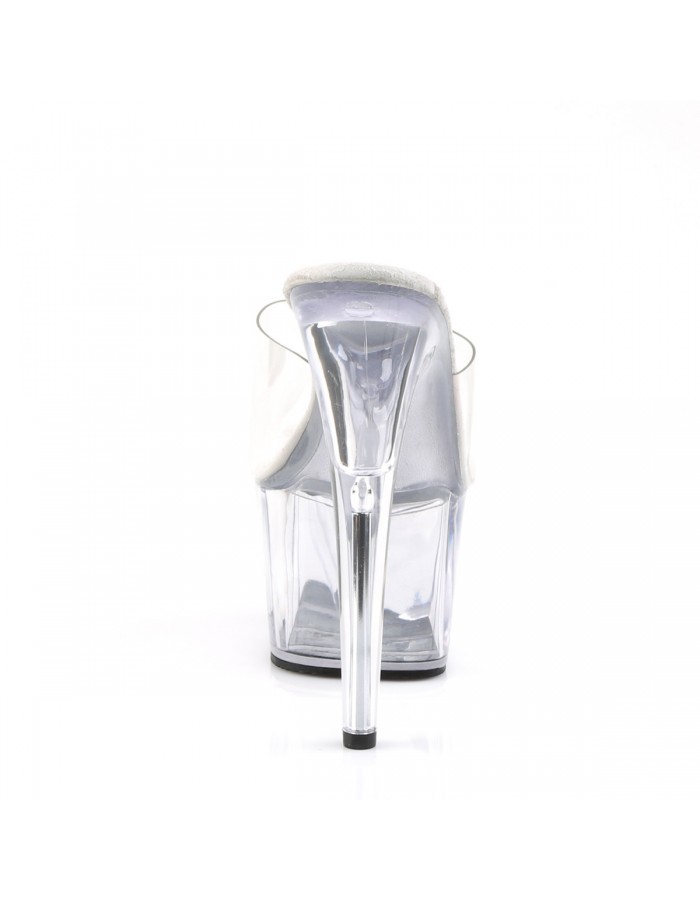 Adore 701 Clear Platform High Heel Mule | 7 Inch Heel Stripper Shoe