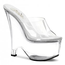 Beau Clear Wedge Peep Toe Mule