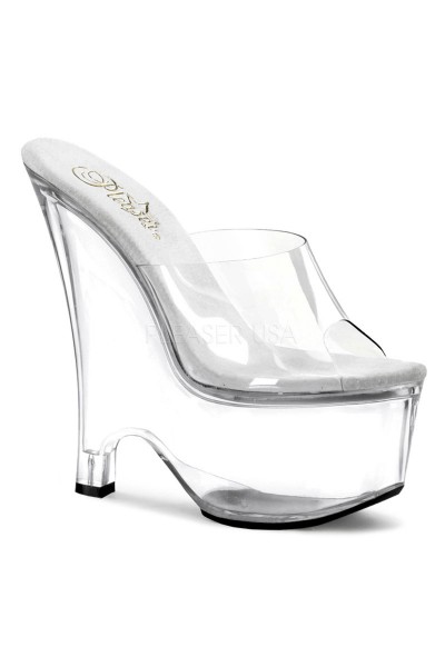 Beau Clear Wedge Peep Toe Mule