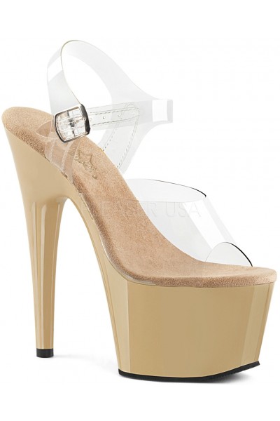 Cream Platform Clear Strap Platform Sandal