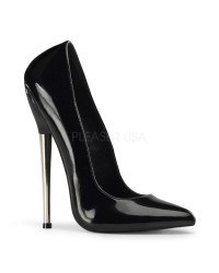 Dagger Silver Heel Black Fetish Pump