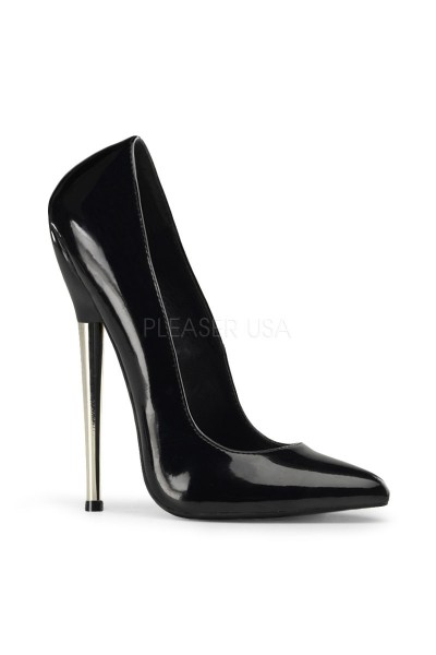 Dagger Silver Heel Black Fetish Pump