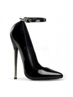 Dagger Black Extreme Heel Ankle Strap Pump