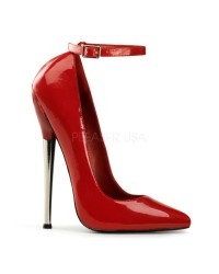 Dagger Red Extreme Heel Ankle Strap Pump