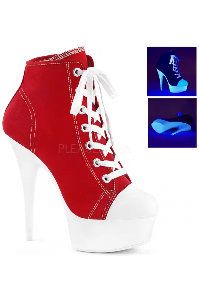 Red and White High Heel Platform Sneaker