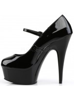 Delight High Heel Platform Black Mary Jane Shoes