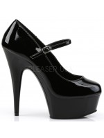 Delight High Heel Platform Black Mary Jane Shoes