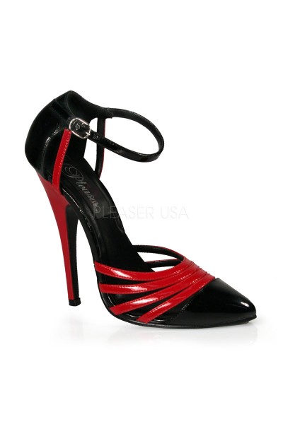 Domino High Heel Red and Black D-Orsay Pump