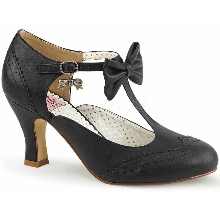black t strap high heels